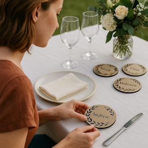 Custom wedding coasters, Wooden coaster favor in bulk, Rustic wedding favors, Personalized coasters, Personalize with guests names