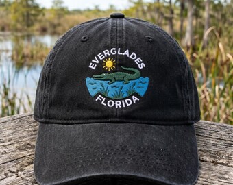 Gorra bordada de los Everglades de Florida, regalo de naturaleza del pantano de caimanes, gorra de papá del Parque Nacional Everglades Wash, gorra para amantes de la vida silvestre y actividades al aire libre