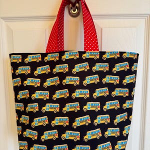 Reversible School Bus Driver Tote Bag | Handmade 100% Cotton | Appreciation Gift