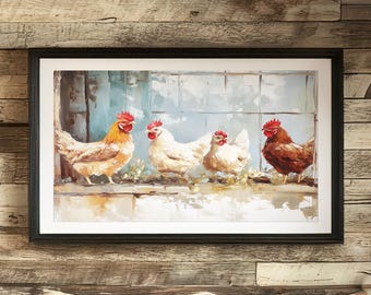 Kunstprint kippenhok: rustiek decor boerderij keuken (digitale download)