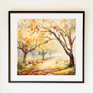 Autumn Apple Orchard Art Print | Fall Decor | Harvest Landscape Wall Art | Seasonal Home Decor & Gift Idea