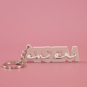 Porte clé ATSEM en or beige rosé