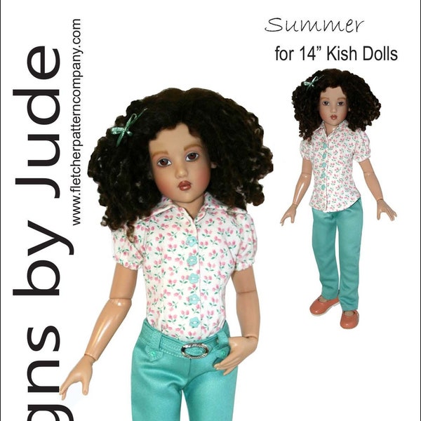 PDF Summer Top & Pants Doll Clothes Sewing Pattern for 14" Kish Dolls