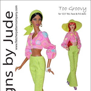 PDF Too Groovy dockkläder sömnadsmönster för 12,5" NU. Ansikte & FR2 kropp dockor Integrity