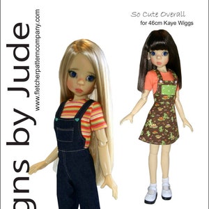 PDF So Cute Overall Doll Clothes Sewing Pattern for 46cm Kaye Wiggs MSD BJD Dolls