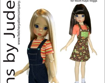 PDF So Cute Overall Doll Clothes Sewing Pattern for 46cm Kaye Wiggs MSD BJD Dolls