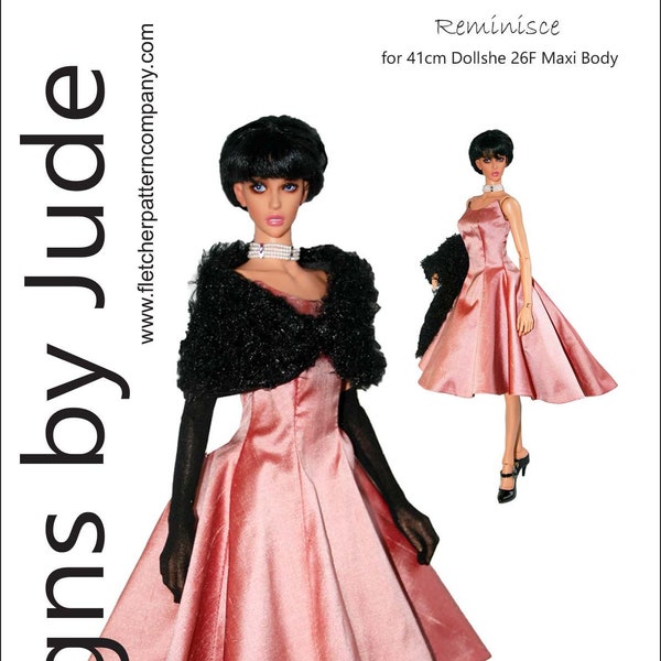 PDF Reminisce Gown Pattern for 41cm Dollshe Amanda MSD 26F Fashion Body