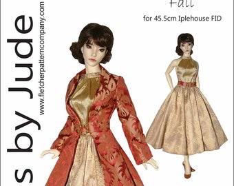 Fall Coat & Dress Doll Clothes Sewing Pattern for 45.5cm Iplehouse FID Dolls