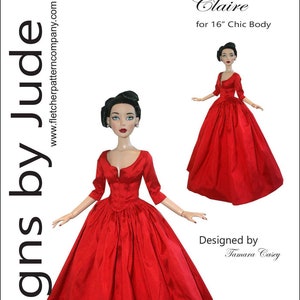 PDF Outlander Claire Dress Pattern for 16&quot; Chic Body Dolls Tonner
