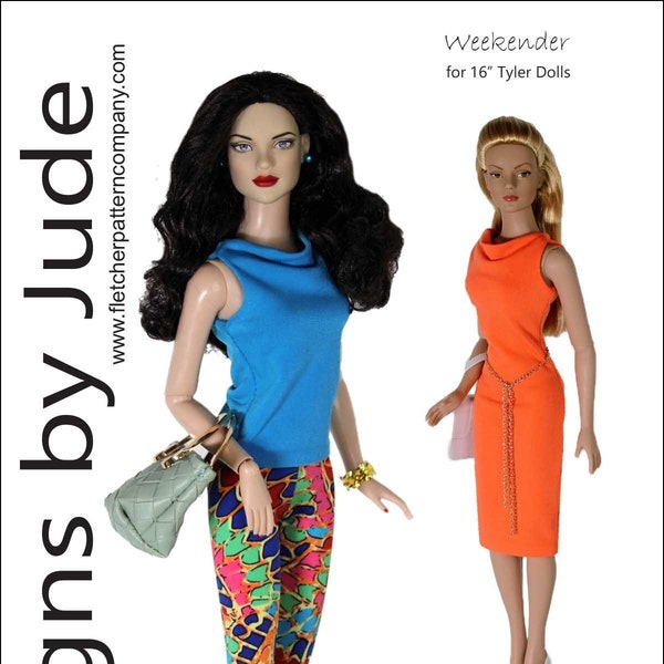 PDF Doll Clothes Sewing Pattern for 16" Tyler Wentworth Dolls, Weekender Dress, Top & Pants