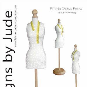 Fabric Dress Form Mannequin Sewing Pattern for 16.5&quot; RTB101 Body Dolls Tonner