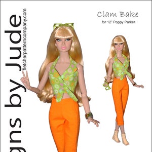 PDF Clam Bake Doll Clothes Sewing Pattern for 12&quot; Poppy Parker Integrity Dolls