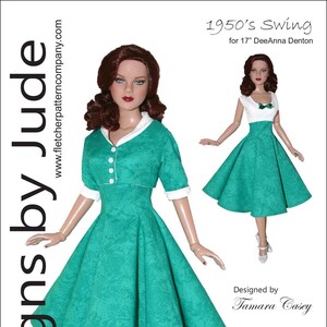 1950&#39;s Swing Doll Clothes Sewing Pattern for 17&quot; Super Deluxe Deeanna  Tonner