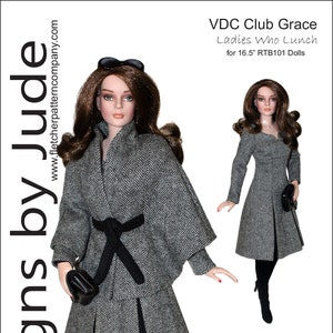PDF Puppenkleidung Schnittmuster für RTB101 Body Grace Dolls Tonner, DC Ladies Who Lunch