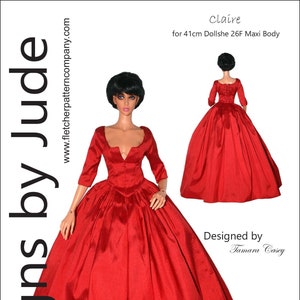 Outlander Claire Dress Doll Clothes Sewing Pattern for 41cm Dollshe MSD 26F Body