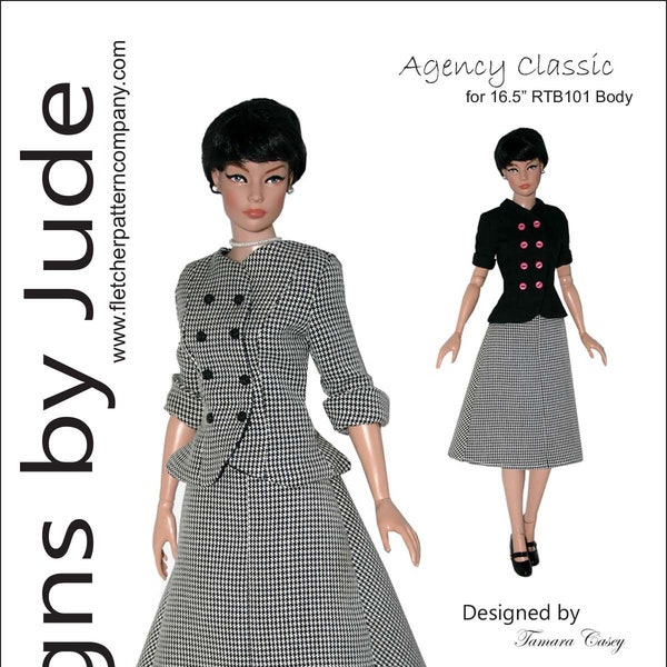PDF Agency Classic Doll Clothes Sewing Pattern for 16.5" RTB101 Body Dolls Tonner
