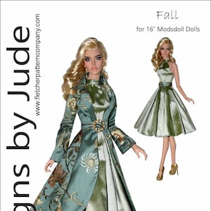 Fall Coat & Dress Doll Clothes Sewing Pattern for 16&quot; Modsdoll Dolls