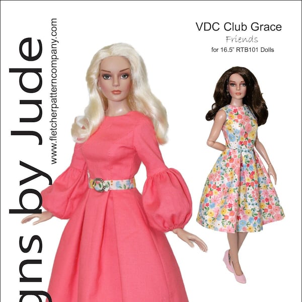 PDF Doll Clothes Sewing Pattern for RTB101 Body Grace Dolls Tonner, VDC Friends