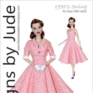 PDF 1950&#39;s Swing Doll Clothes Sewing Pattern for East 59th Dolls Integrity