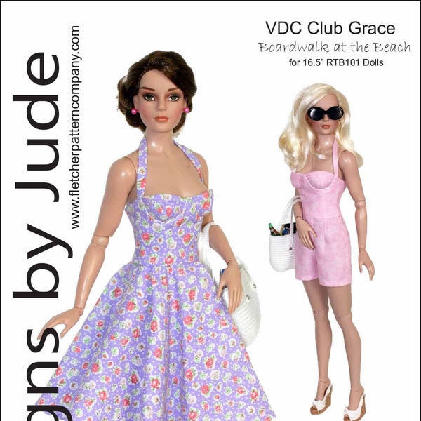 PDF Doll Clothes Sewing Pattern for RTB101 Body Grace Dolls Tonner, VDC Boardwalk on the Beach