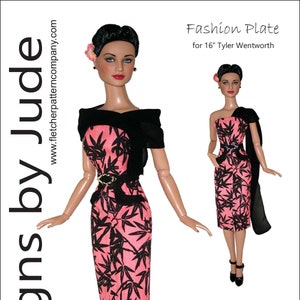 Fashion Plate Doll Clothes Sewing Pattern for 16&quot; Tyler Wentworth Tonner