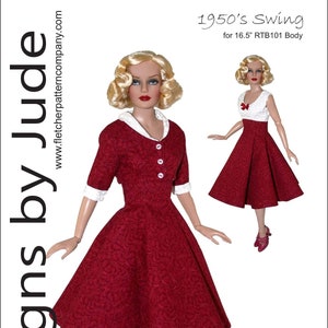 1950&#39;s Swing Doll Clothes Sewing Pattern for 16.5&quot; RTB101 Claire Rayne Dolls Tonner