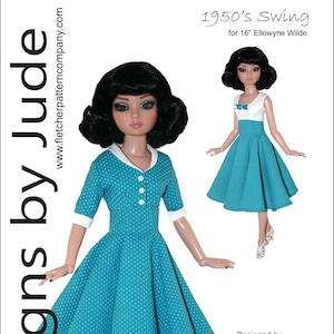 PDF Modello di cucito per vestiti per bambole Swing anni &#39;50 per bambole Ellowyne Wilde da 16&quot; Tonner