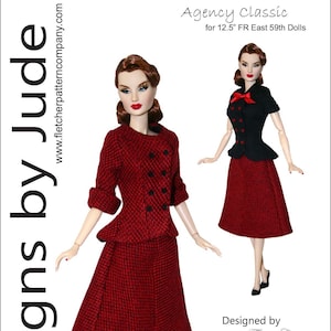 PDF Agency Classic Doll Clothes Sewing Pattern for 12.5&quot; Fashion Royalty East 59th Dolls