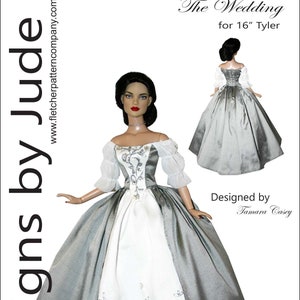 PDF Outlander Wedding Dress Clothing Pattern for 16" Tyler Dolls Tonner