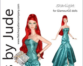 PDF Doll Clothes Sewing Pattern for GlamourOZ Dolls, Starlight Gown