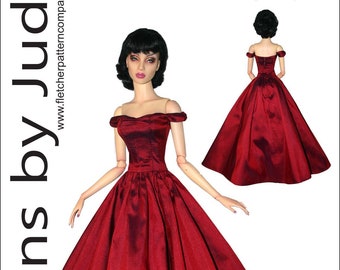 PDF Pracht Kleid Puppen Kleidung Schnittmuster für 16" Sybarite Superdoll Puppen