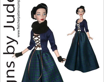 Scottish Claire Outlander Doll Clothes Sewing Pattern for Chic Body Dolls Tonner