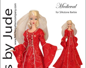 PDF Medieval Gown Doll Clothes Sewing Pattern for Silkstone Dolls