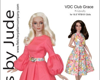 Cartamodello PDF per vestiti per bambole per RTB101 Body Grace Dolls Tonner, VDC Friends
