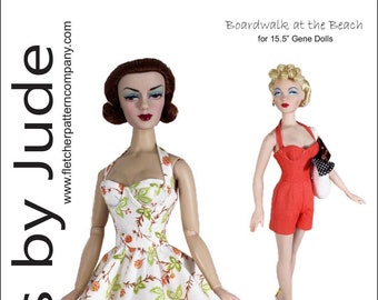 PDF Doll Clothes Sewing Pattern for 15.5" Gene Marshall Dolls, Boardwalk on the Beach