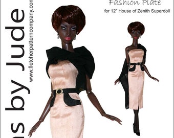 PDF Modeplatte Puppenkleidung Schnittmuster für 12" House of Zenith Superdoll Puppen