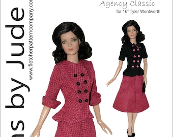 PDF Agency Classic Doll Clothes Sewing Pattern for 16" Tyler Wentworth Dolls Tonner