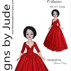 PDF Doll Clothes Sewing Pattern for 21&quot; Cissy Dolls Madame Alexander, Outlander Claire Dress
