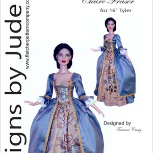 Outlander Claire Fraser Doll Clothes Sewing Pattern for 16&quot; Tyler Dolls Tonner