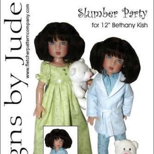 PDF スランバー パーティー ドール 洋服 縫製パターン 12 インチ ベサニー キッシュ