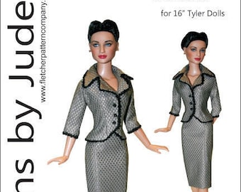 PDF Doll Clothes Sewing Pattern for 16" Tyler Wentworth Dolls Tonner, Timeless Suit