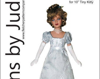 PDF Regency Dress Doll Clothes Sewing Pattern for 10" Tiny Kitty Dolls Tonner