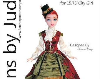 PDF Doll Clothes Sewing Pattern for 15.75" City Girl Dolls Tonner, Like Clockwork Steampunk