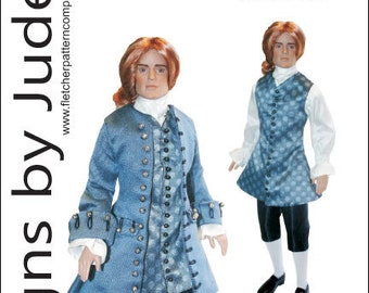 PDF Outlander Jamie 1700&#39;s Suit Doll Clothes Sewing Pattern for Matt O&#39;Neill Dolls Tonner