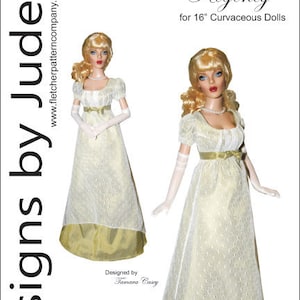 Regency Dress Doll Ropa Patrón de costura para16 &quot;Curvilíneas Body Dolls Tonner