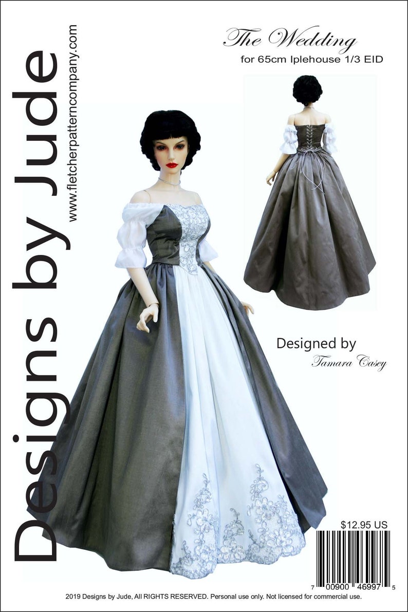 PDF Outlander Wedding Dress Doll Clothes Sewing Pattern for 65cm Iplehouse 1/3 EID Dolls image 1