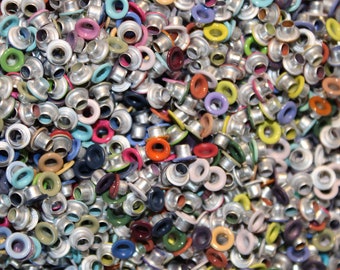 3 x 3 Bulk Mega Mix of Assorted 1/8 inch round colorful eyelets Tags for cards, tags, scrapbooking and embellishments