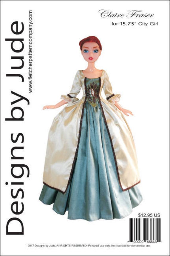 Outlander Wedding Dress Sewing Pattern for 16/" Ellowyne Wilde Dolls Poldark