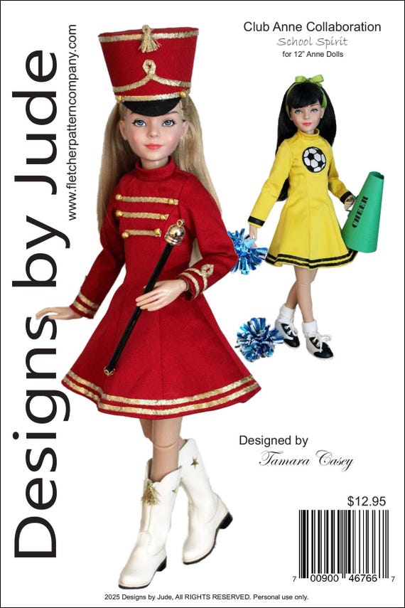 School Spirit Doll Clothes Sewing Pattern for 12