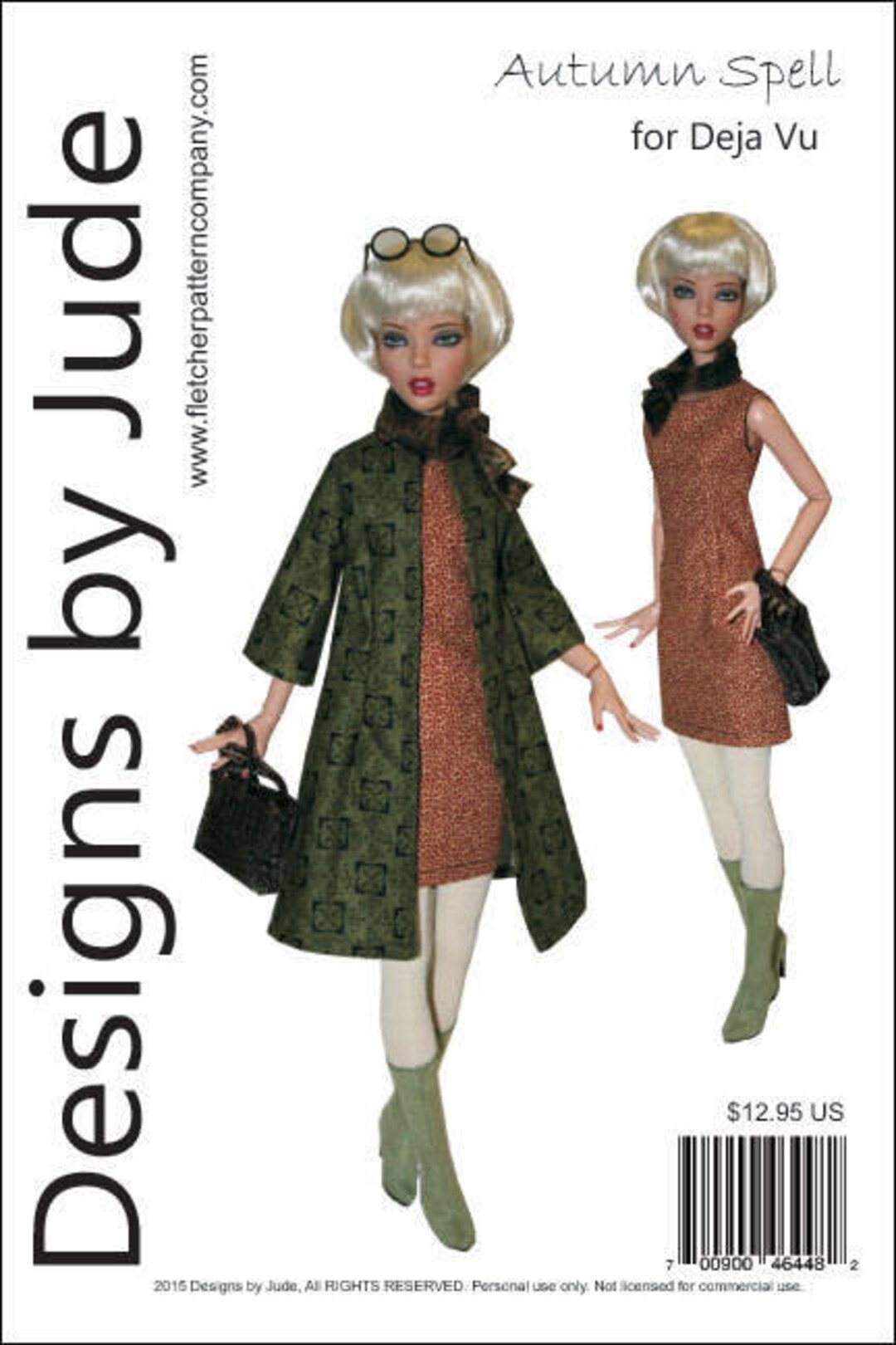 PDF Autumn Spell Dress & Coat Doll Clothes Sewing Pattern for 16 Deja
